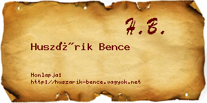 Huszárik Bence névjegykártya